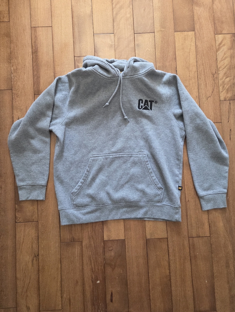 CAT caterpillar Gray Heavyweight  Hooded Sweatshirt Size L